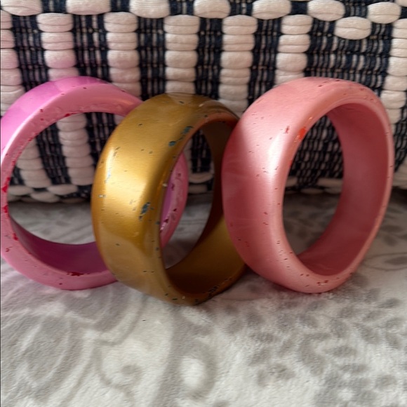 Jewelry - Y2k Set of Three Chunky Bangles - Pink and Gold